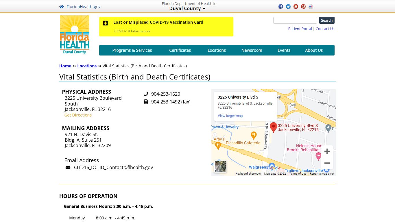 Vital Statistics (Birth and Death Certificates) | Florida Department of ...